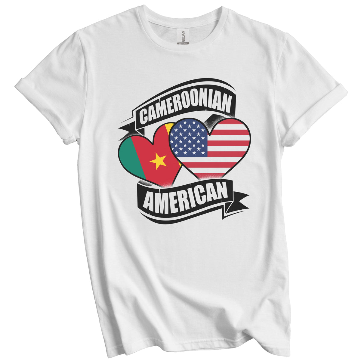 Cameroonian American Hearts USA Cameroon Flags T-Shirt