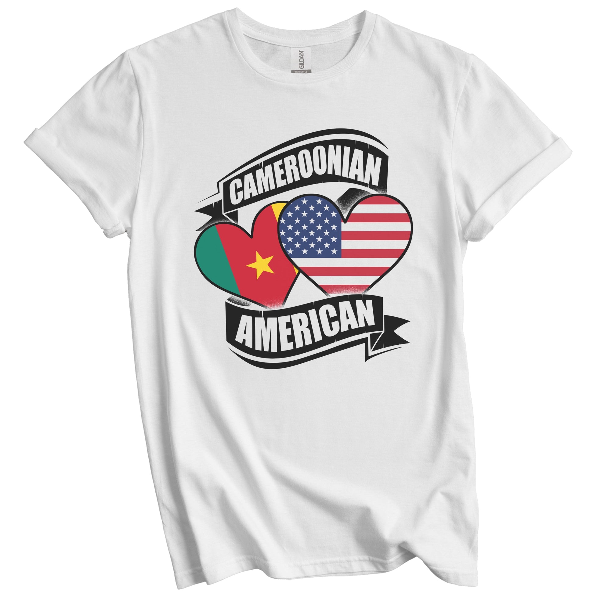 Cameroonian American Hearts USA Cameroon Flags T-Shirt