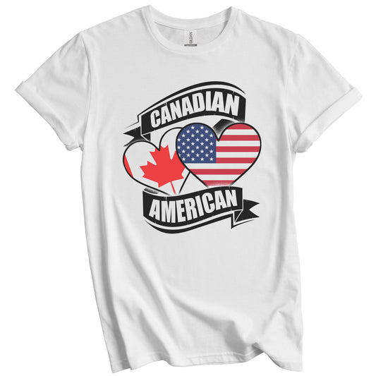 Canadian American Hearts USA Canada Flags T-Shirt