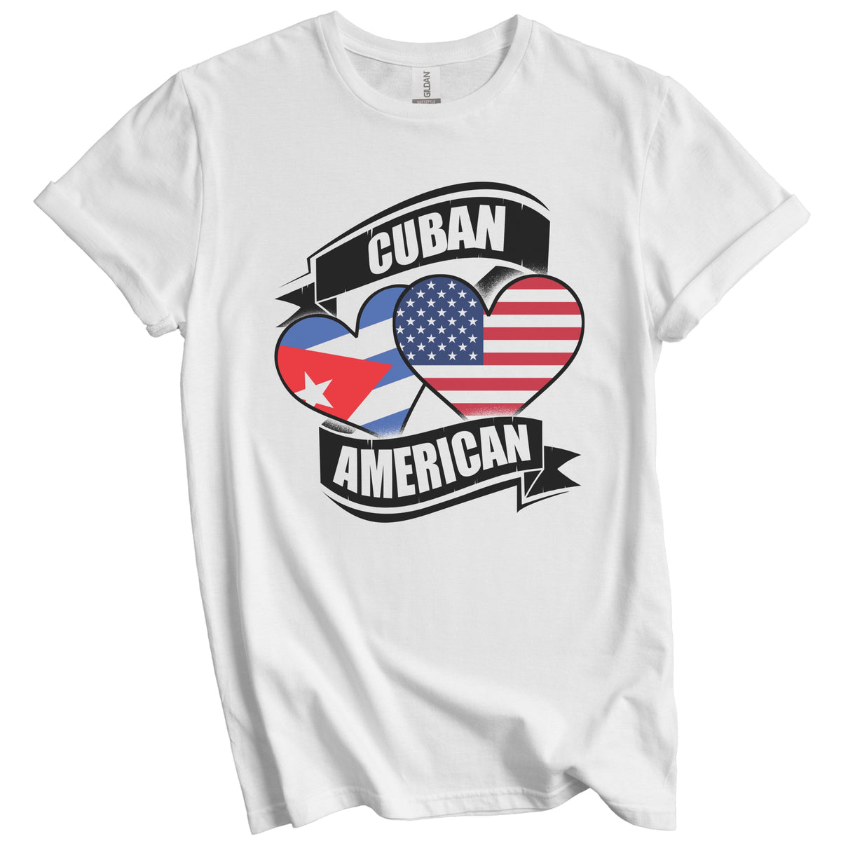 Cuban American Hearts USA Cuba Flags T-Shirt