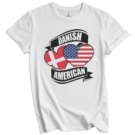 Danish American Hearts USA Denmark Flags T-Shirt