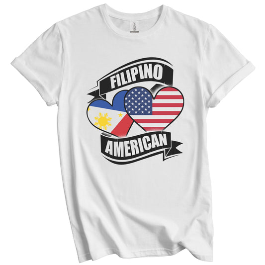 Filipino American Hearts USA Philippines Flags T-Shirt