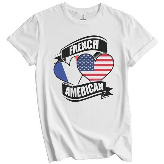 French American Hearts USA France Flags T-Shirt
