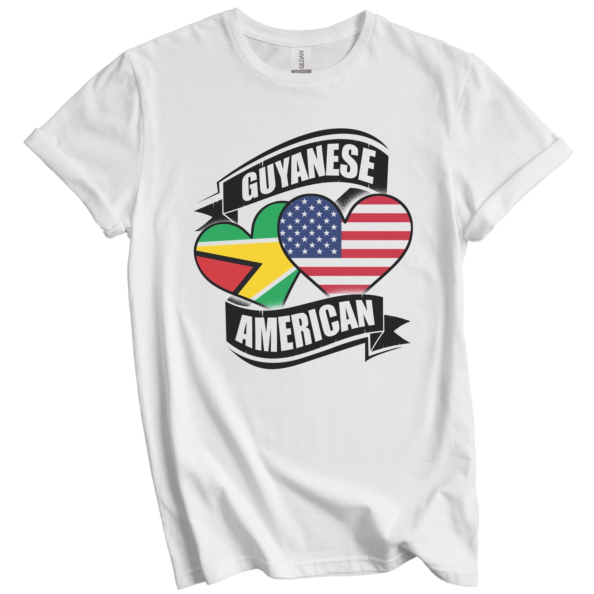 Guyanese American Hearts USA Guyana Flags T-Shirt