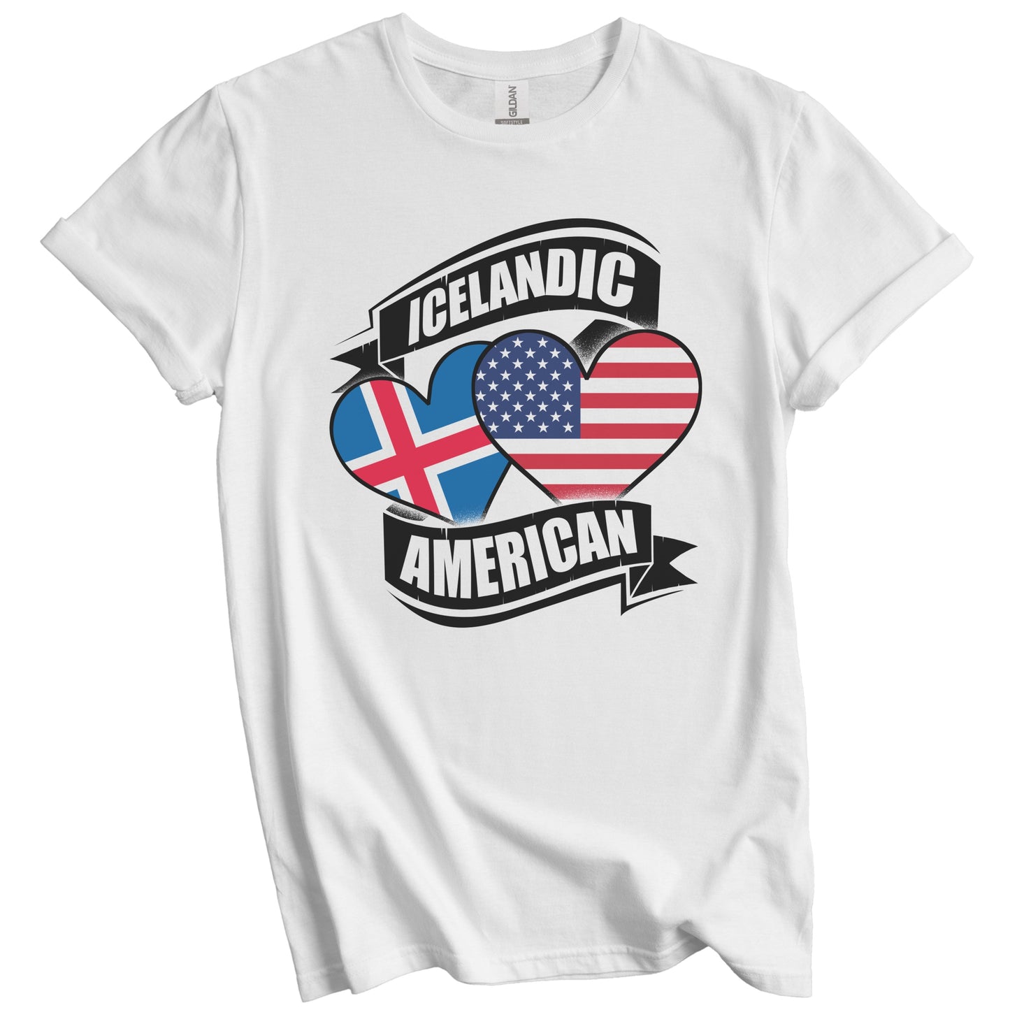 Icelandic American Hearts USA Iceland Flags T-Shirt