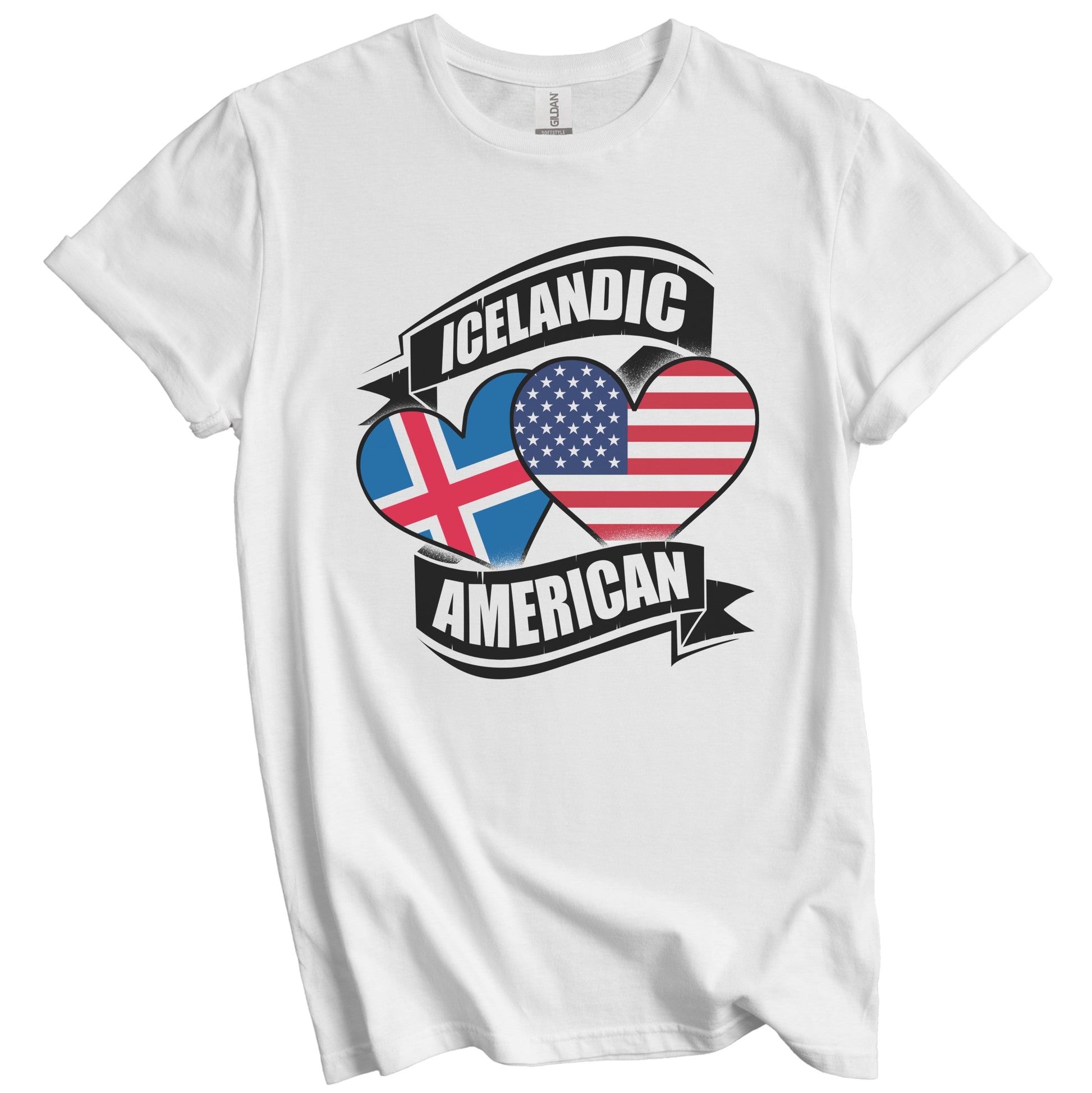 Icelandic American Hearts USA Iceland Flags T-Shirt