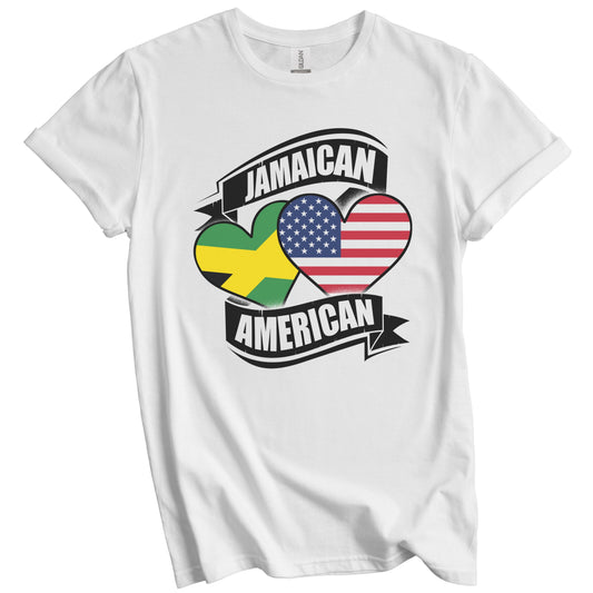Jamaican American Hearts USA Jamaica Flags T-Shirt