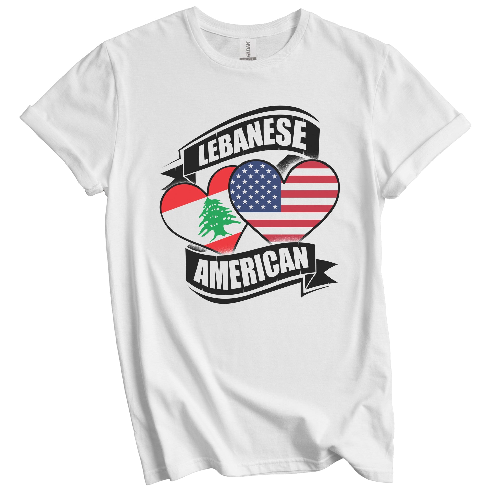 Lebanese American Hearts USA Lebanon Flags T-Shirt