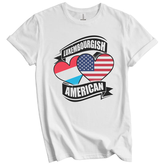 Luxembourgish American Hearts USA Luxembourg Flags T-Shirt