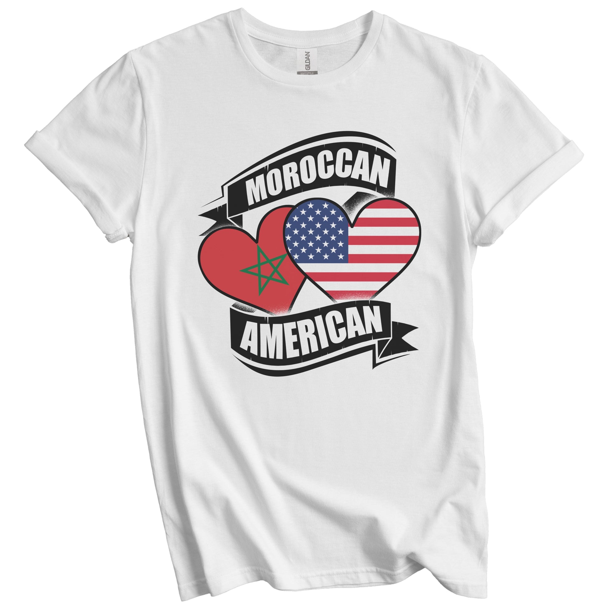Moroccan American Hearts USA Morocco Flags T-Shirt