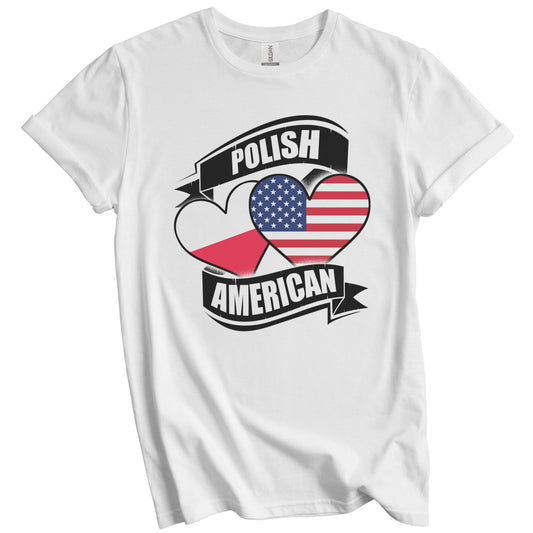 Polish American Hearts USA Poland Flags T-Shirt