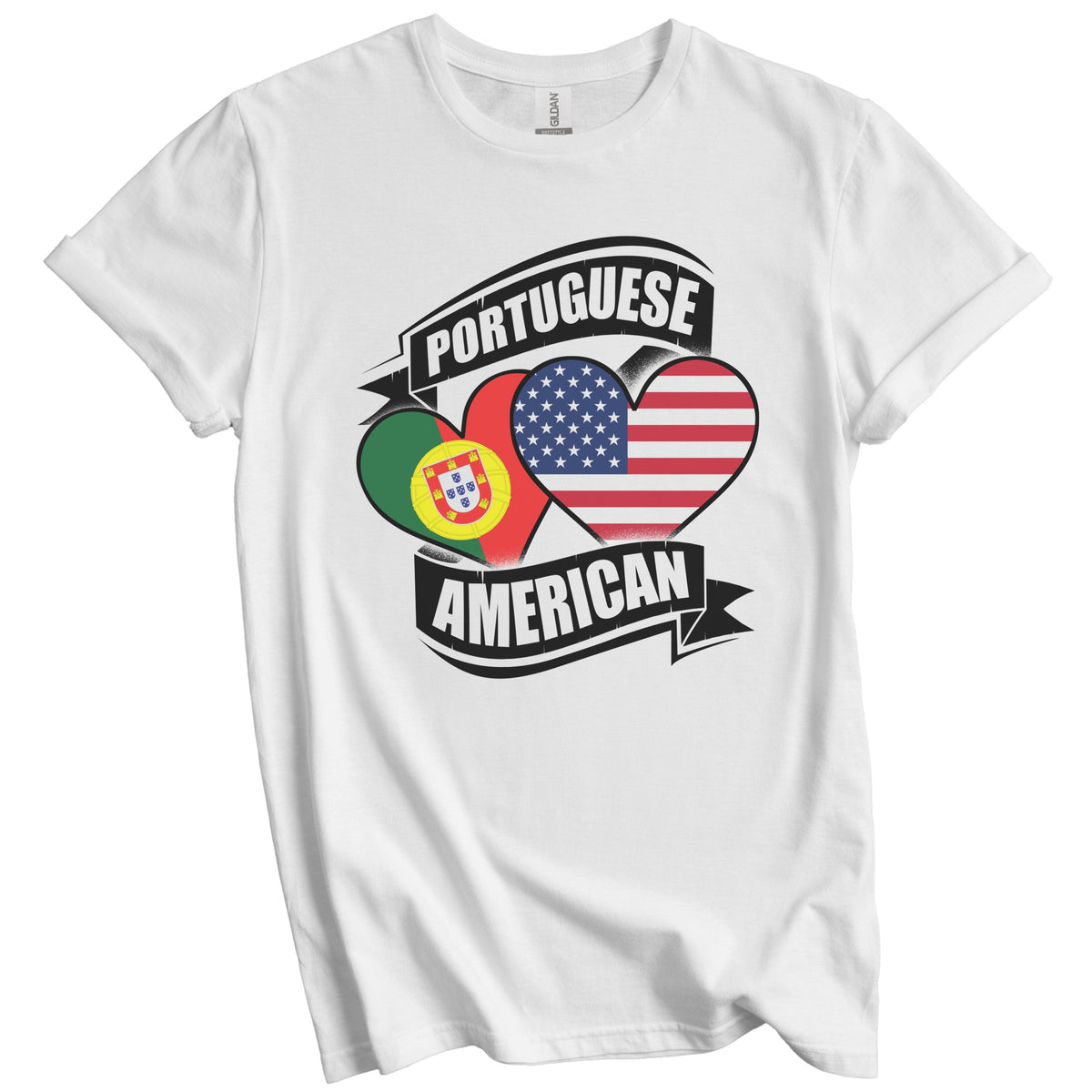 Portuguese American Hearts USA Portugal Flags T-Shirt