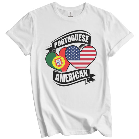 Portuguese American Hearts USA Portugal Flags T-Shirt