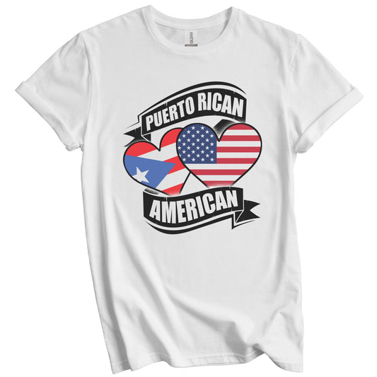 Puerto Rican American Hearts USA Puerto Rico Flags T-Shirt