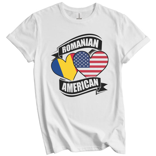 Romanian American Hearts USA Romania Flags T-Shirt