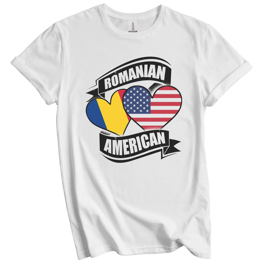 Romanian American Hearts USA Romania Flags T-Shirt