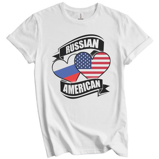 Russian American Hearts USA Russia Flags T-Shirt