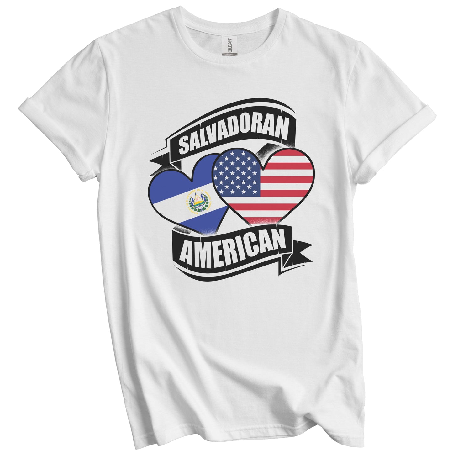 Salvadoran American Hearts USA El Salvador Flags T-Shirt