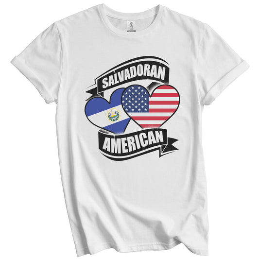 Salvadoran American Hearts USA El Salvador Flags T-Shirt