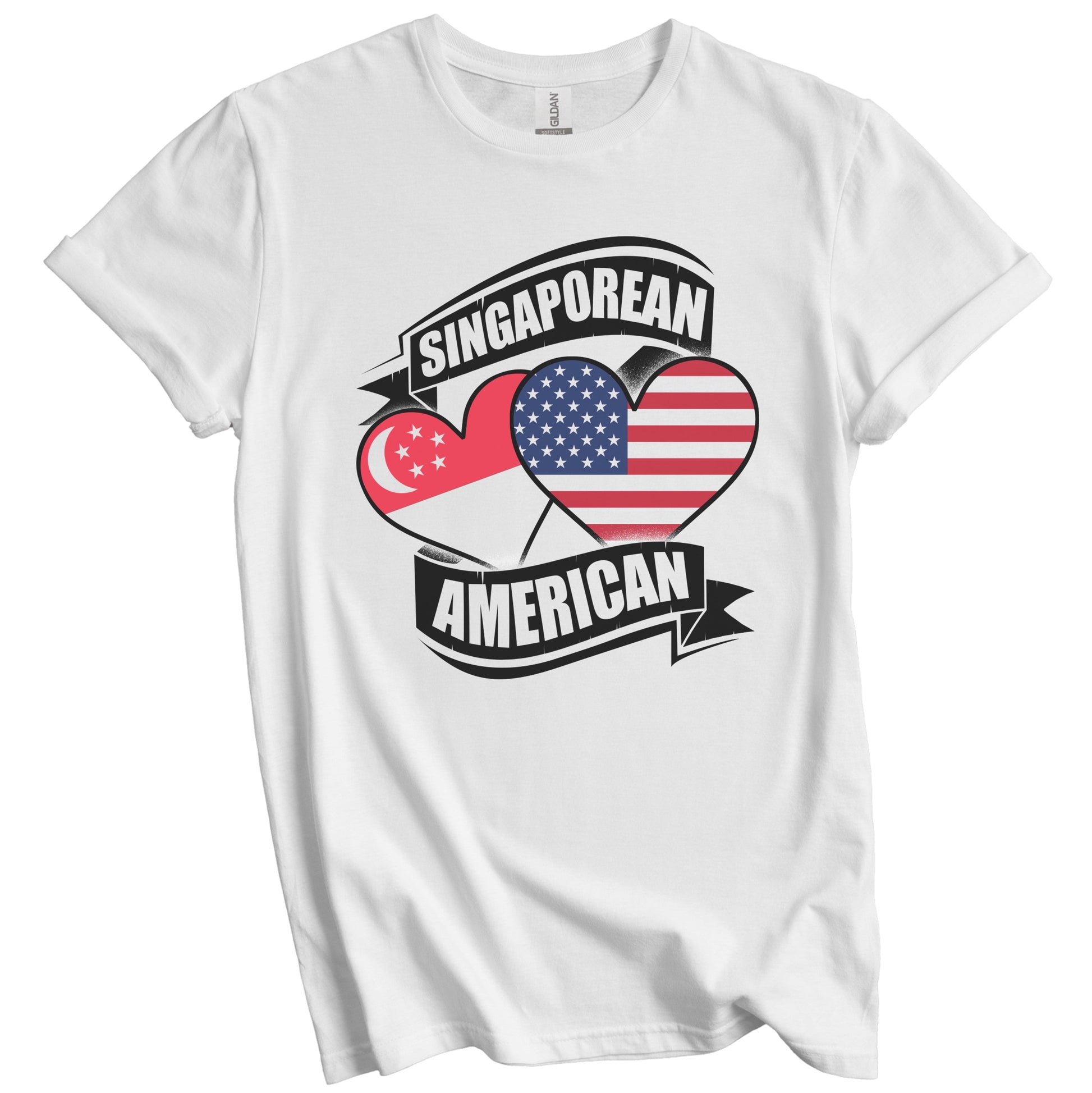 Singaporean American Hearts USA Singapore Flags T-Shirt