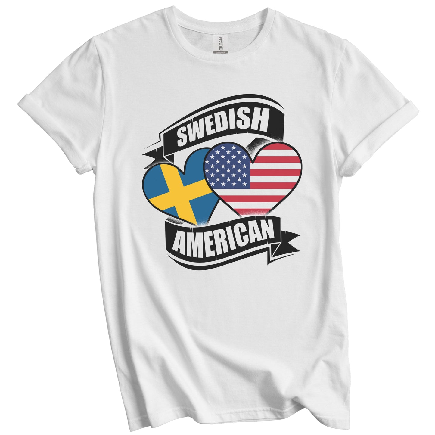 Swedish American Hearts USA Sweden Flags T-Shirt