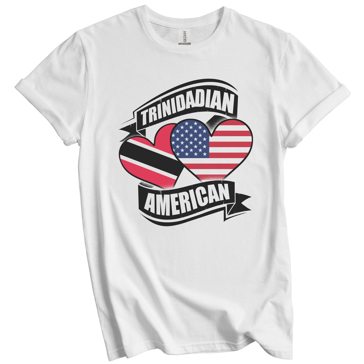 Trinidadian American Hearts USA Trinidad and Tobago Flags T-Shirt