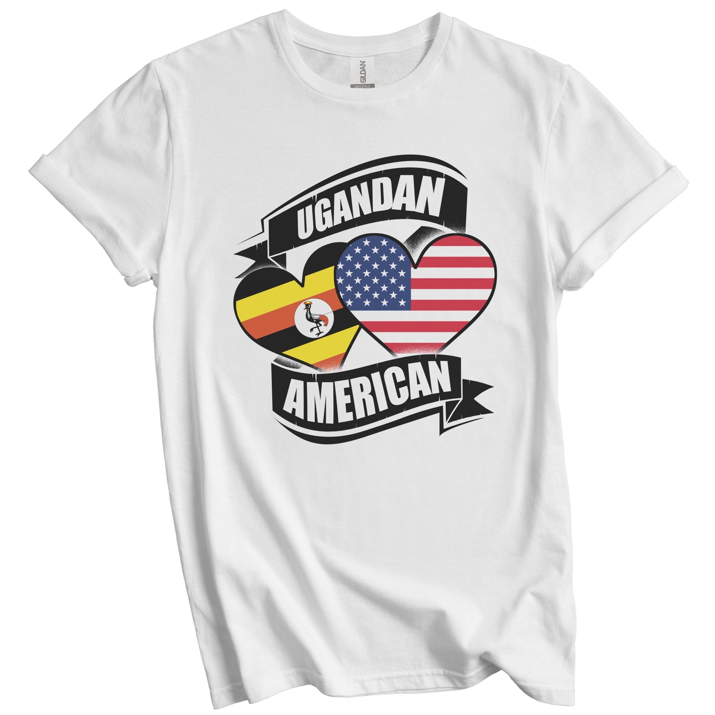 Ugandan American Hearts USA Uganda Flags T-Shirt