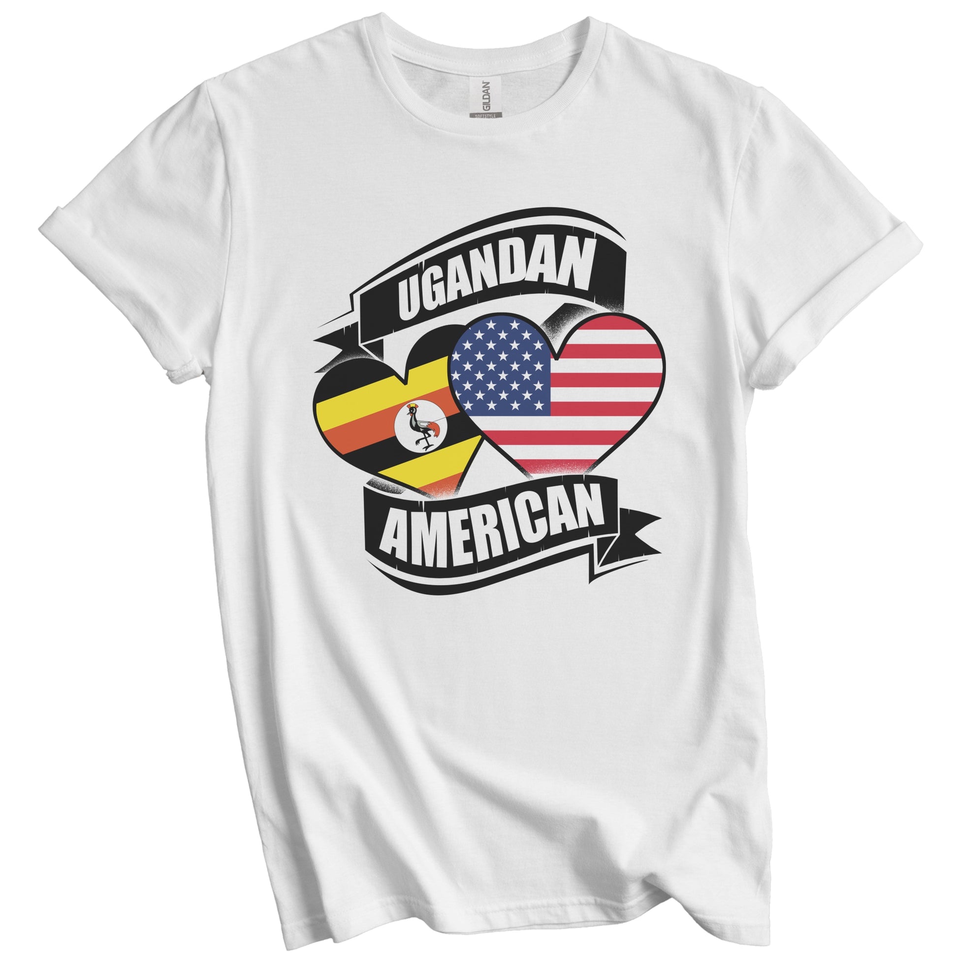 Ugandan American Hearts USA Uganda Flags T-Shirt