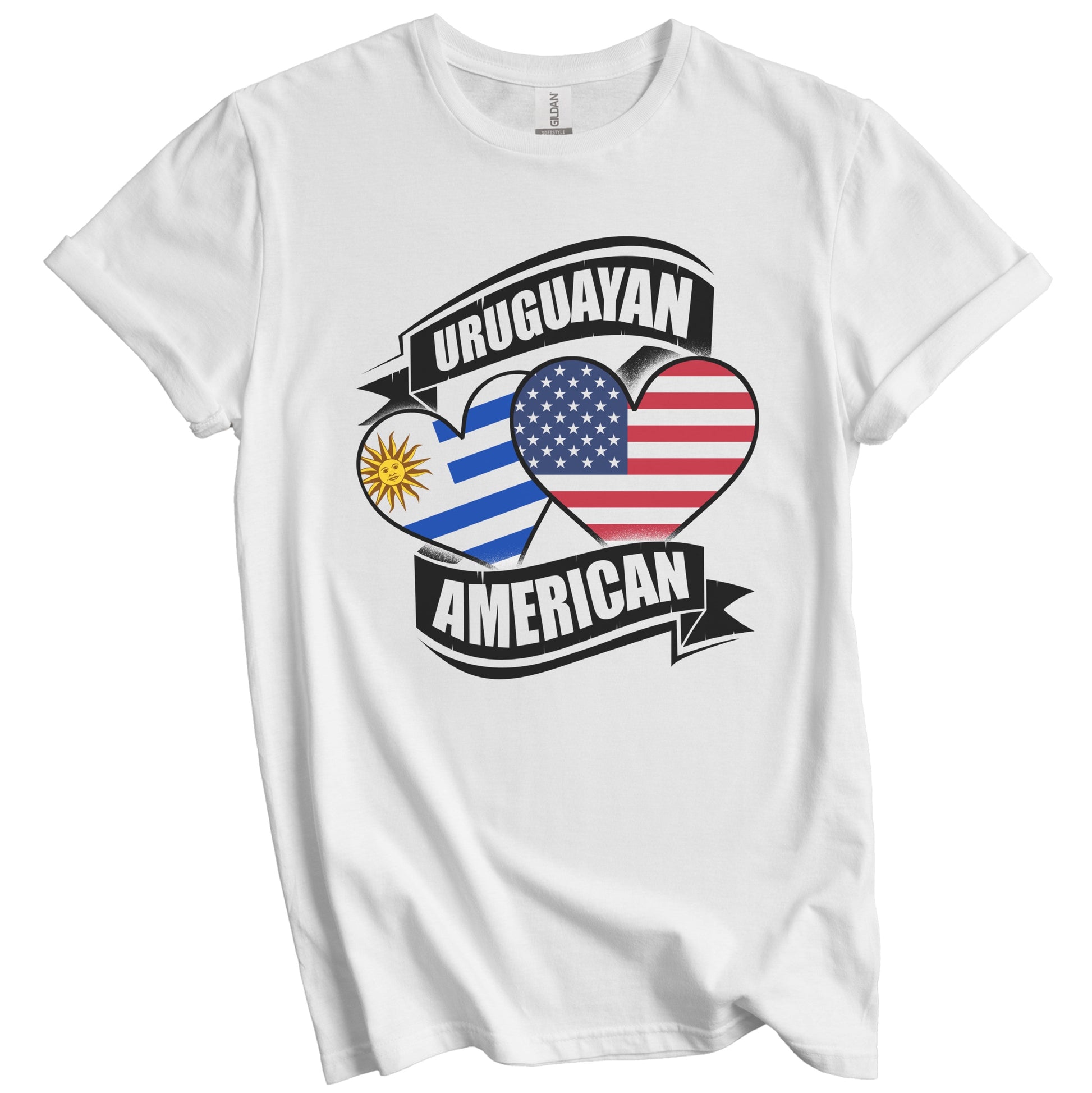 Uruguayan American Hearts USA Uruguay Flags T-Shirt