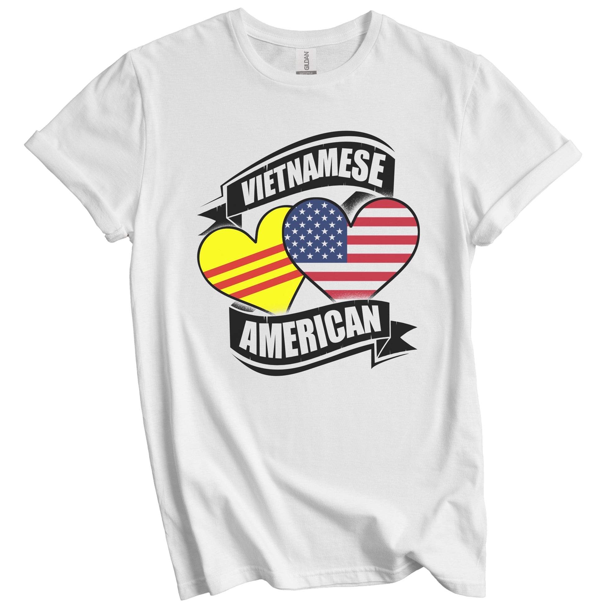 Vietnamese American Hearts USA Vietnam Flags T-Shirt