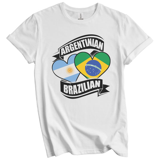 Argentinian Brazilian Hearts Argentina Brazil Flags T-Shirt