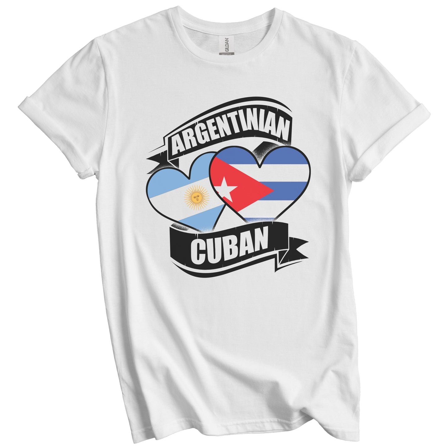 Argentinian Cuban Hearts Argentina Cuba Flags T-Shirt