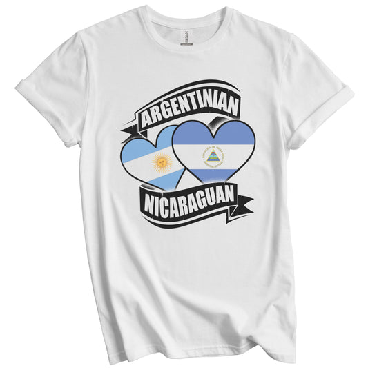 Argentinian Nicaraguan Hearts Argentina Nicaragua Flags T-Shirt