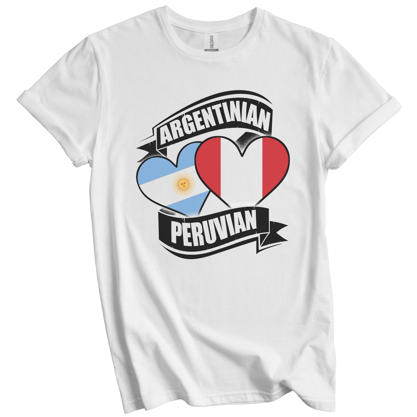 Argentinian Peruvian Hearts Argentina Peru Flags T-Shirt