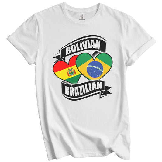 Bolivian Brazilian Hearts Bolivia Brazil Flags T-Shirt