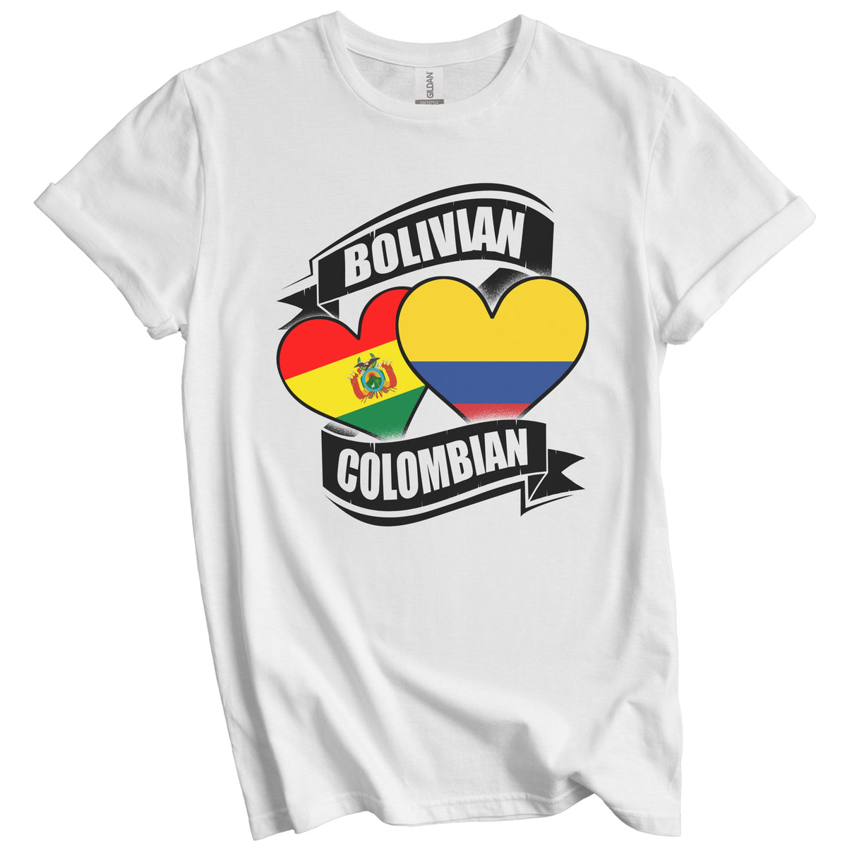 Bolivian Colombian Hearts Bolivia Colombia Flags T-Shirt