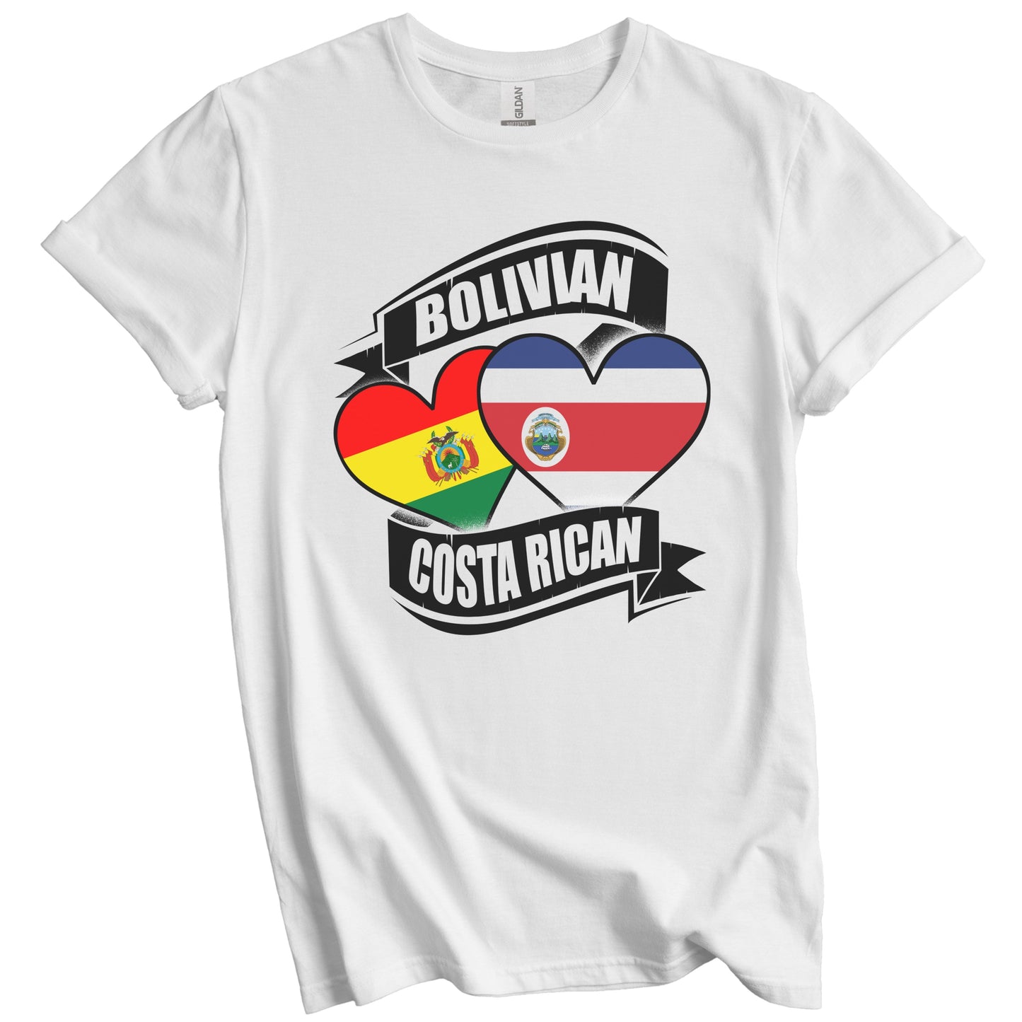 Bolivian Costa Rican Hearts Bolivia Costa Rica Flags T-Shirt