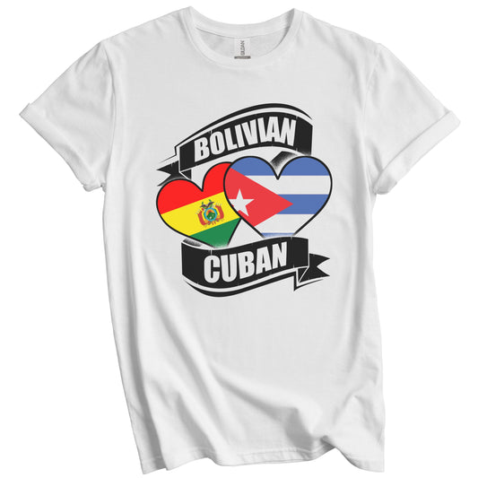 Bolivian Cuban Hearts Bolivia Cuba Flags T-Shirt
