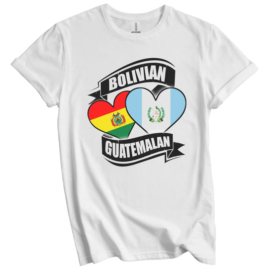 Bolivian Guatemalan Hearts Bolivia Guatemala Flags T-Shirt