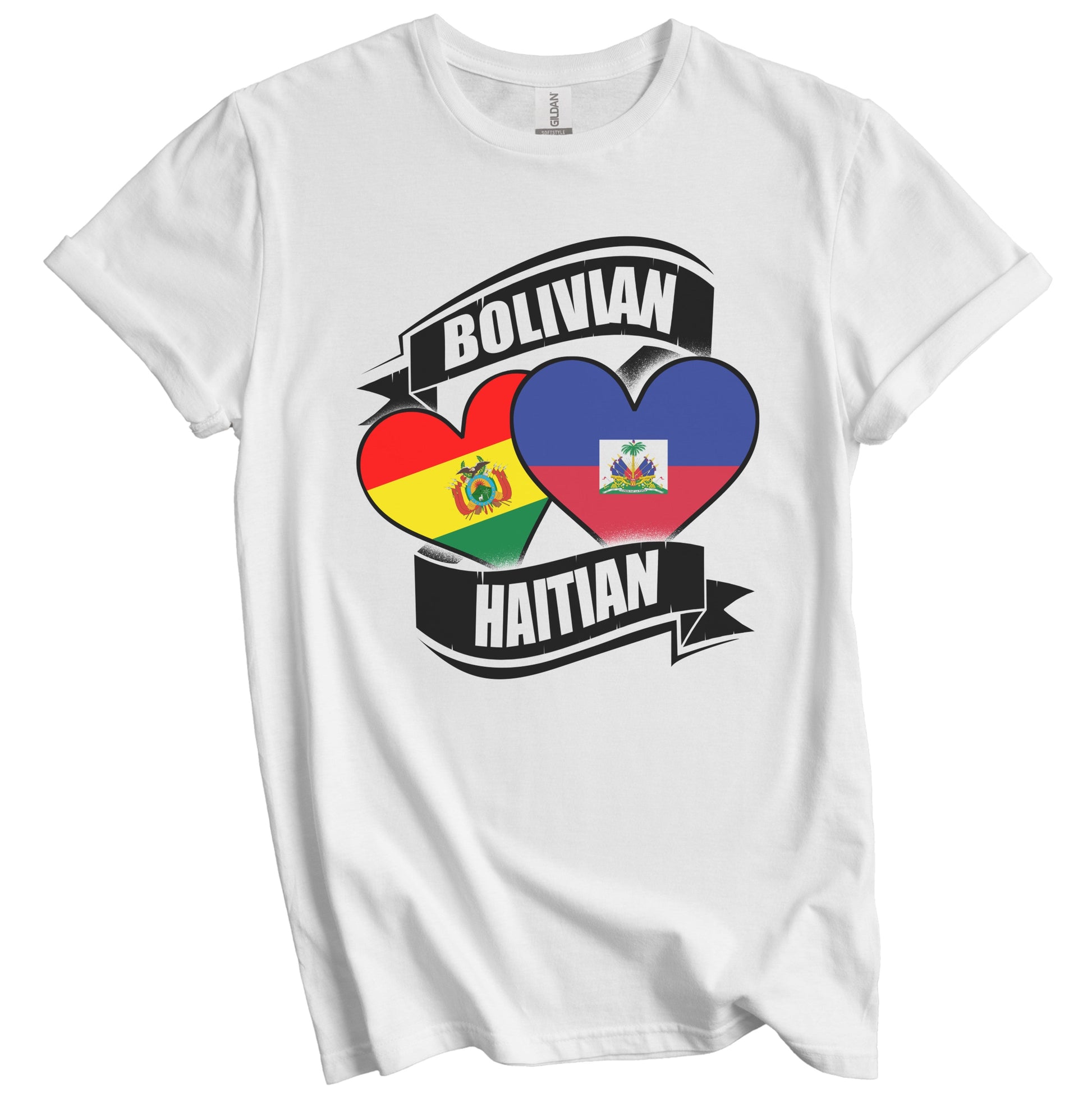 Bolivian Haitian Hearts Bolivia Haiti Flags T-Shirt