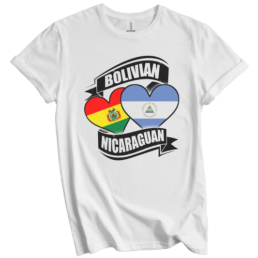 Bolivian Nicaraguan Hearts Bolivia Nicaragua Flags T-Shirt