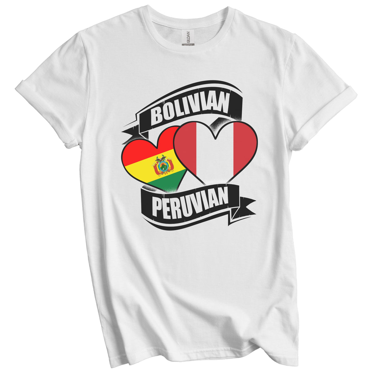 Bolivian Peruvian Hearts Bolivia Peru Flags T-Shirt