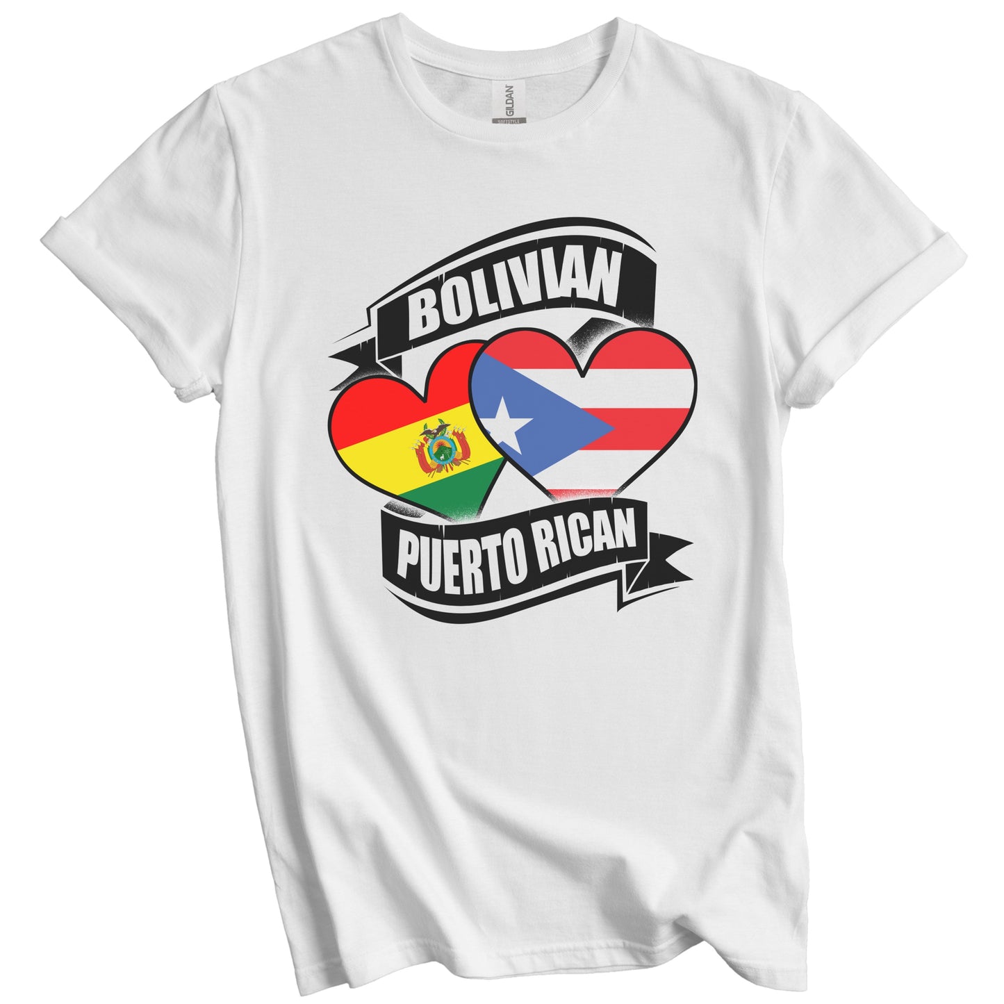 Bolivian Puerto Rican Hearts Bolivia Puerto Rico Flags T-Shirt
