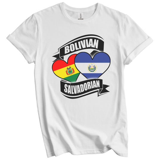 Bolivian Salvadorian Hearts Bolivia El Salvador Flags T-Shirt