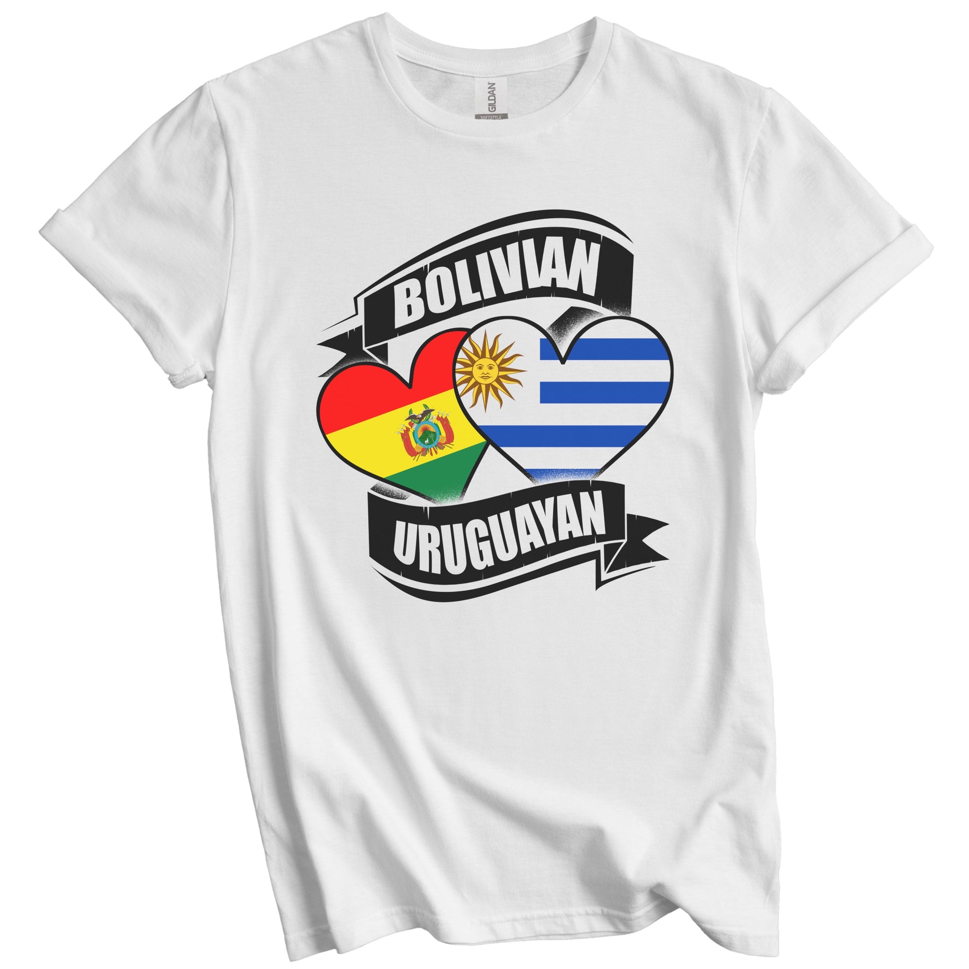 Bolivian Uruguayan Hearts Bolivia Uruguay Flags T-Shirt