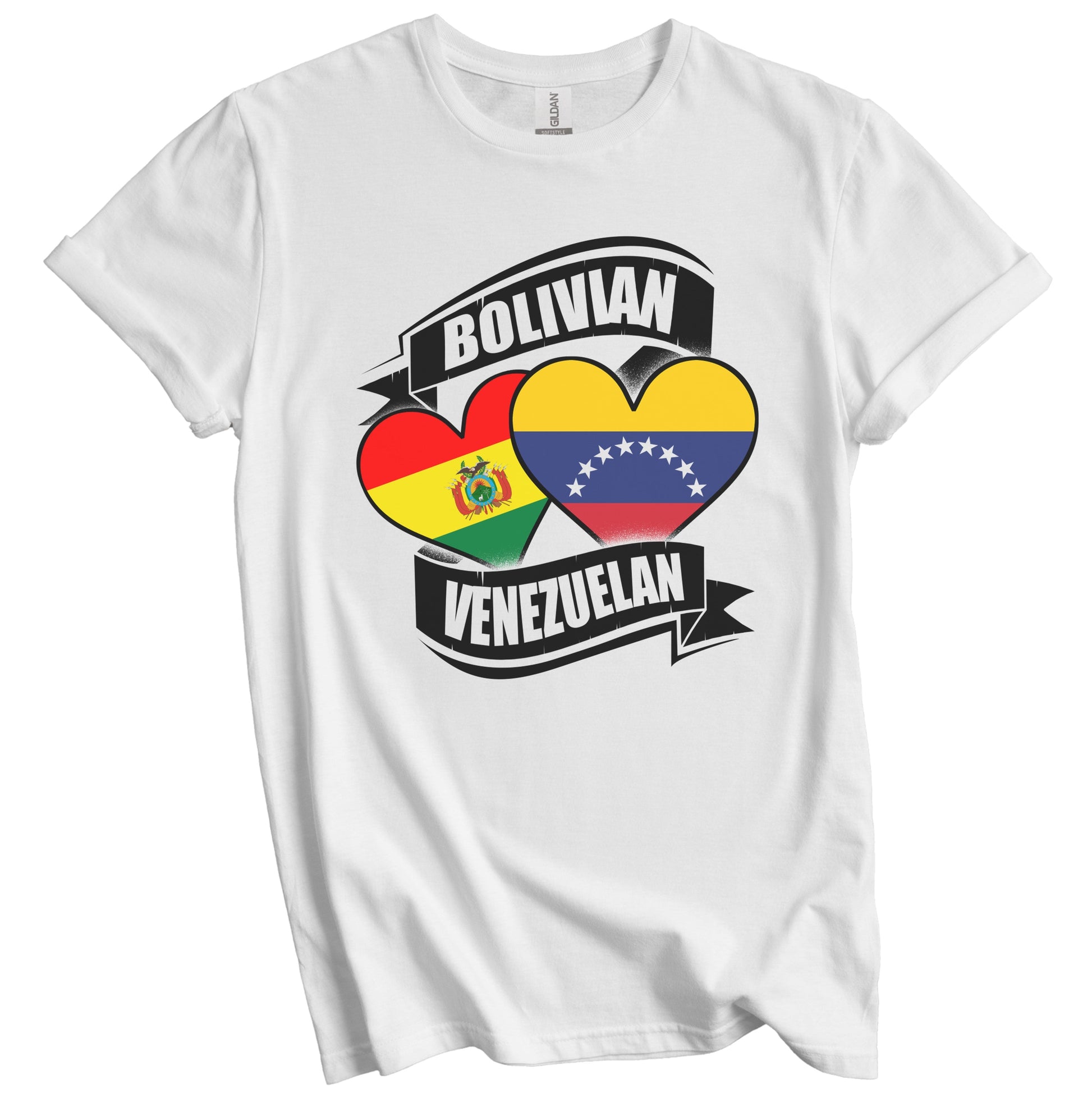 Bolivian Venezuelan Hearts Bolivia Venezuela Flags T-Shirt