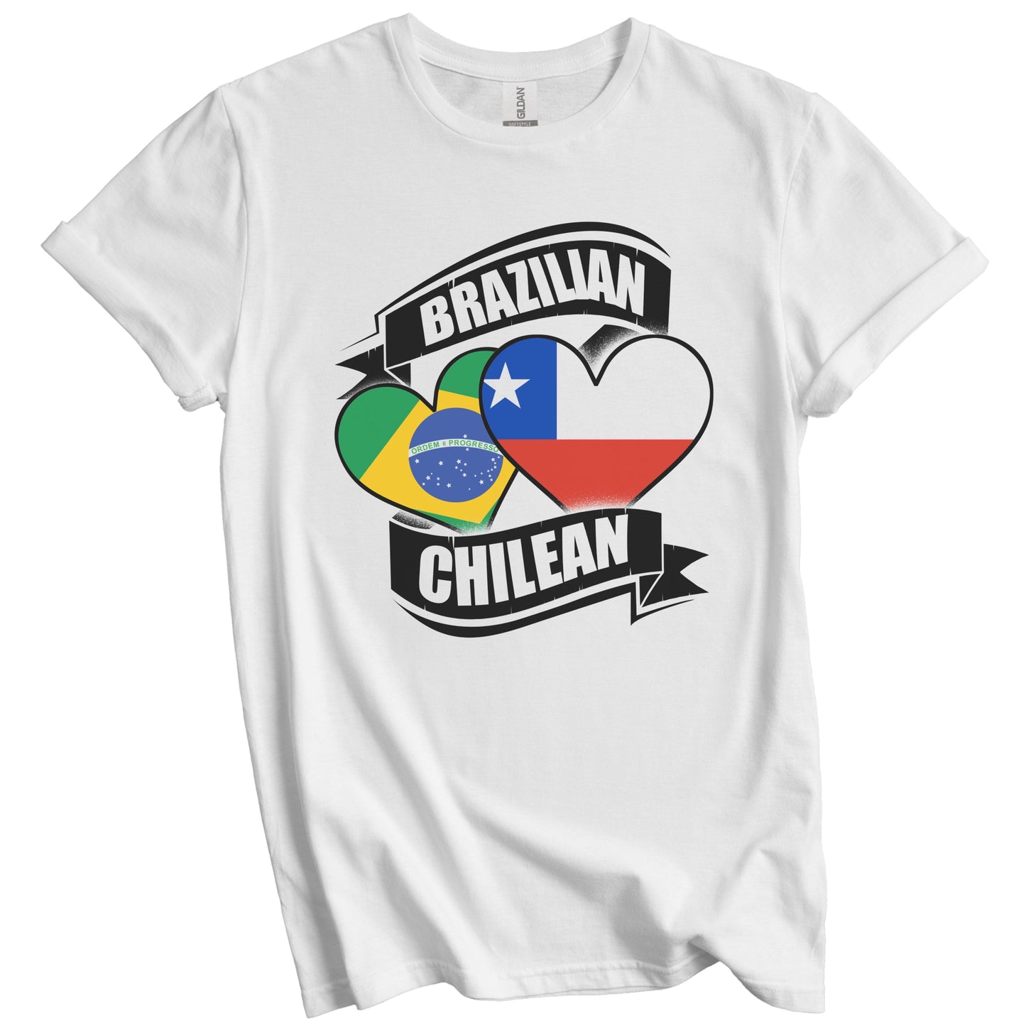 Brazilian Chilean Hearts Brazil Chile Flags T-Shirt