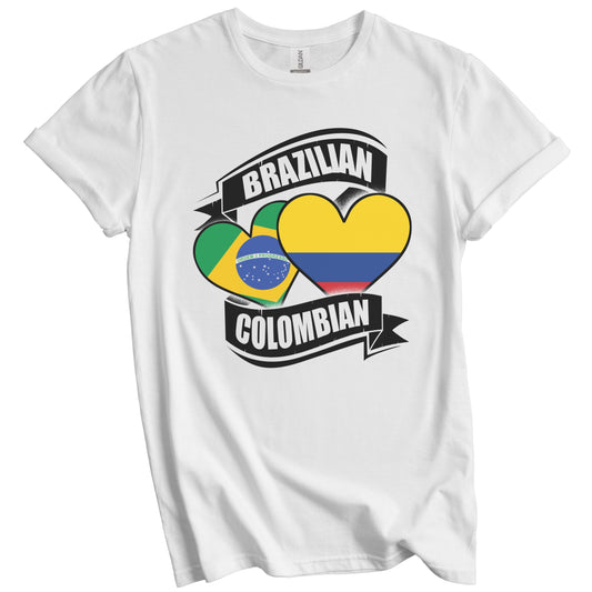Brazilian Colombian Hearts Brazil Colombia Flags T-Shirt