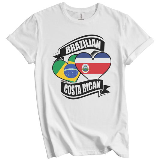 Brazilian Costa Rican Hearts Brazil Costa Rica Flags T-Shirt