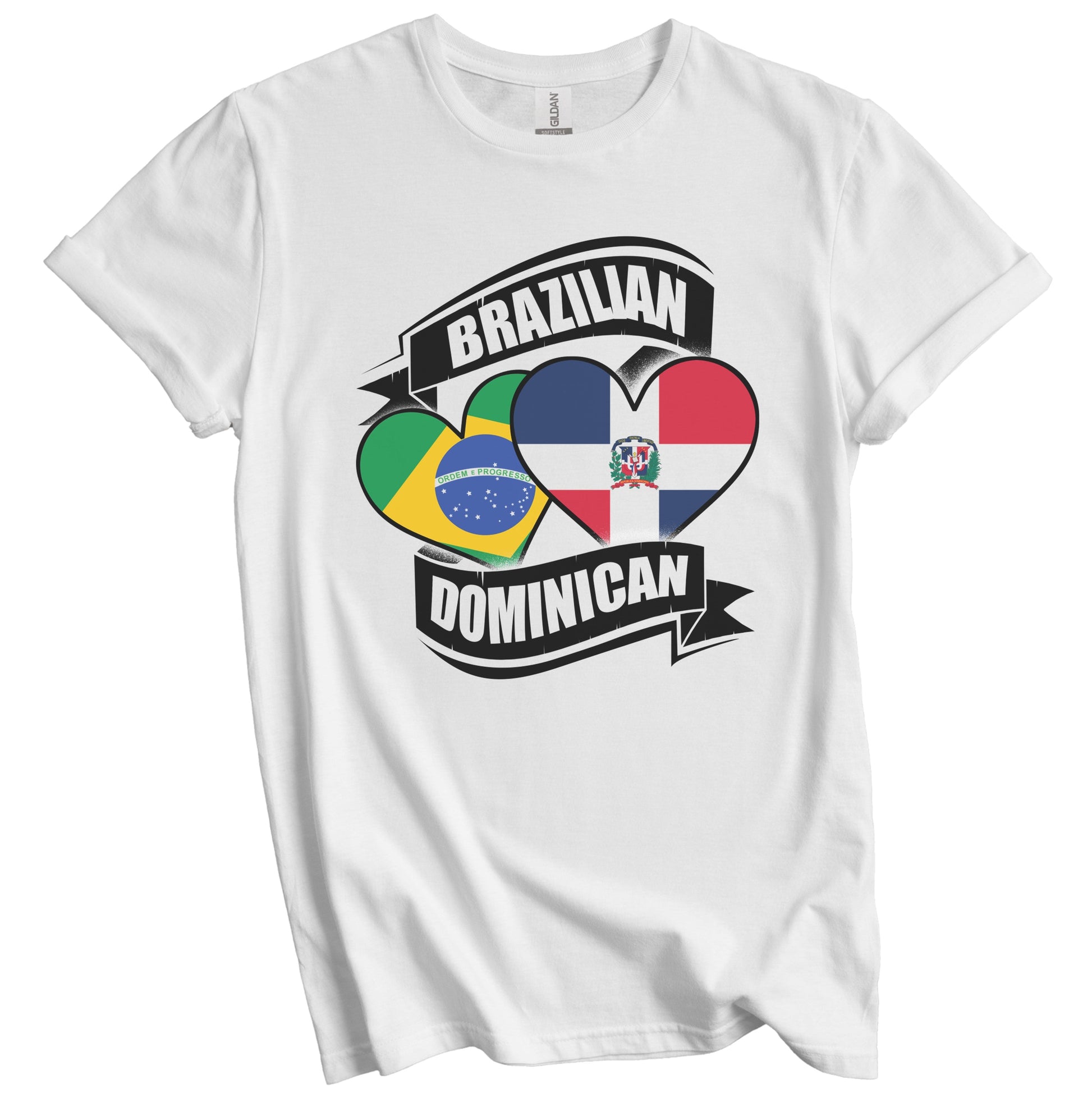 Brazilian Dominican Hearts Brazil Dominican Republic Flags T-Shirt